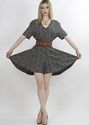 Vtg 90s Grunge Boho Prairie Mini Dress Romper Navy