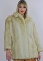 Vintage  70s 80s Hippie Boho Chub Beige Faux Fur C