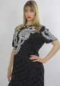Vtg 80s silk sequin beaded encrusted Flapper deco 