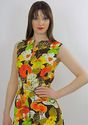 Vintage 70s Grecian Goddess Neon Floral Festival H
