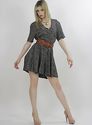 Vtg 90s Grunge Boho Prairie Mini Dress Romper Navy