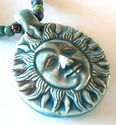 Reiki Charged Sun Moon Raku Pendant and Bead Neckl