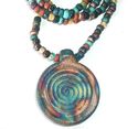 Raku Spiral Pendant Bead Necklace Reiki Blessed