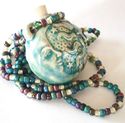 Raku Sun Moon Aromatherapy Urn Bottle Pendant Bead