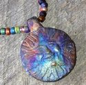 Raku Sun Pendant Bead Necklace 28" Reiki Blessed