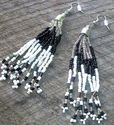 Black White Long Beaded Tassell Earrings