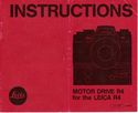 Motor Drive R4 for the Leica R4 Instruction Book