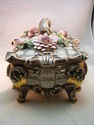 Huge Capodimonte Benrose Porcelain Roses Box with 