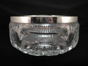 European Hand Cut Clear Crystal Salad Bowl Silver 