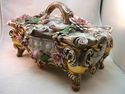 Huge Capodimonte Benrose Porcelain Roses Box with 