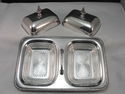 Double Mini Silverplate Condiment Server Glass Lin