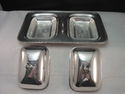 Double Mini Silverplate Condiment Server Glass Lin