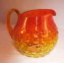 Blenko 48 Oz Hobnail 6" Pitcher Amber Handle Tange