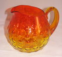 Blenko 48 Oz Hobnail 6" Pitcher Amber Handle Tange