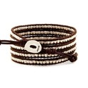 Chan Luu Silver Nugget Wrap Bracelet on Dark Brown
