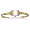 Brass Cuff Bracelet with Cultured Pearl