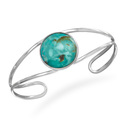 Open Cuff Sterling Silver Bracelet with Turquoise