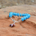 Handmade Blue Quartz and Ruby Bead Bracelet