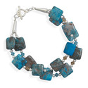 Blue Agate and Swarovski Crystal Double Strand Bra