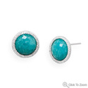 Round Amazonite Stud Earrings with CZ Edge
