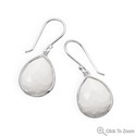 Freeform Faceted Pear Shape White Agate Drop Earri
