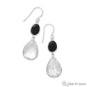 Black Onyx and Clear Quartz Drop Fench Wire Earrin