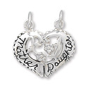 Break-Away Sterling Silver Mother/Daughter Heart C