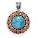 Coral and Turquoise Sunburst Design Pendant
