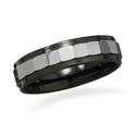Black Edge Design Faceted Tungsten Band Ring