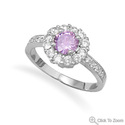 New Lovely Lilac Rhodium Plated Brass CZ Ring