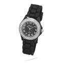 Black Silicone Fashion Watch with Swarovski Crysta
