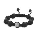 Black Onyx and Crystal Bead Macrame Bracelet