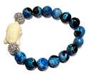 Blue and Black Agate Buddha Bracelet