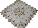 Beaded India Table Overlay Ivory Large Tablecloth 