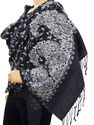 Black Floral Embroidered Wrap Zari Stylish Fashion