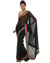 Black Trendy Fashion Saree Chiffon Designer Sari I