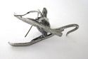 French Pewter Mouse Skier Downhill Racer ,  signed