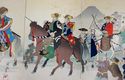 Antique Japanese WoodblockTriptych Print-Samurai W