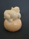 Japanese  netsuke - DeLuxe RABBIT on Round Fruit(P