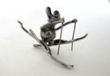 French Pewter Mouse Skier Downhill Racer ,  signed