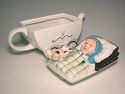 British KENSINGTON Teapot-Babe in Carriage + Teddy