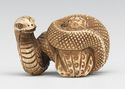Handcarved  Japanese netsuke -Fearsome Snake Coile