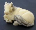 Japanese  netsuke -   Horse with Dark Mane sits,