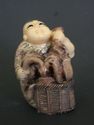 Japanese netsuke - Fisherman Caught FISTFUL OF OCT