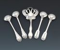 Antique Lot of 5 Sterling Silver Serving Spoons -M