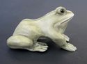 Japanese  netsuke -Large  Green  FROG Squats