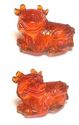 Japanese amber netsuke- Curious Baby DRAGON Sits,s