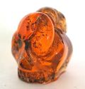 Japanese amber netsuke-Mouse & Snake on Skull,sign