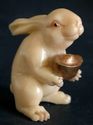 Japanese  netsuke - A  Good Rabbit Offers U Gold N