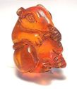 Japanese amber netsuke-Little Mouse Bites Its Tail